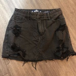 Hollister Black Denim Ripped Skirt